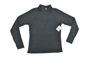 DSG Women's Regular Size M Pure Black Run Grid 1/4 Zip Pullover Top Quarter